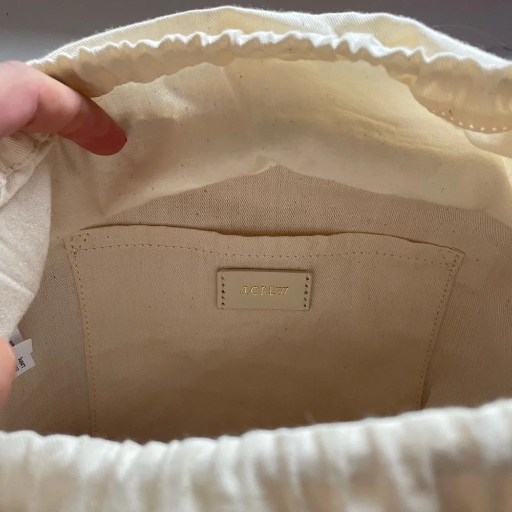 J. Crew Straw Tote with White Macrame Overlay